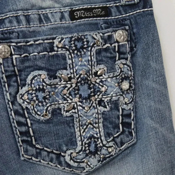 Miss me white stitch signature boot cut bling bootie jeans size 27 - Picture 5 of 11